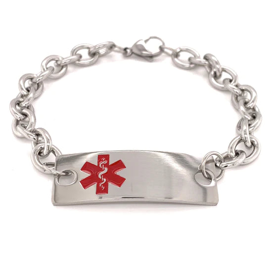 Personalized Medical Alert ID Bracelet in Stainless Steel