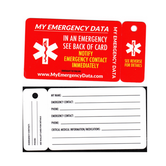 Emergency Key Tag and wallet Card